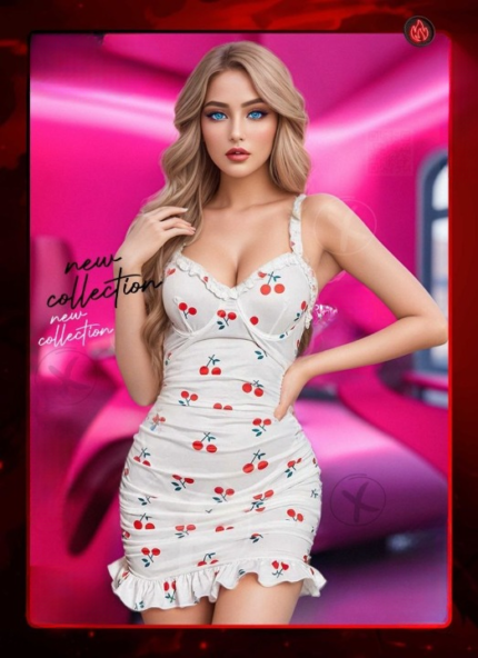 "Butter" lingerie dress with a cheerful cherry print