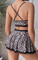 Leopard Print Cami Top & Lace-Trim Skirt Lingerie Set - Image 2